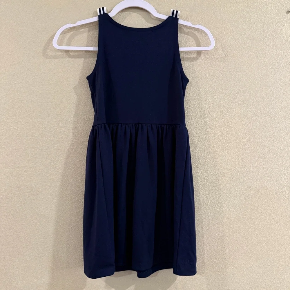 Polo Ralph Lauren Dress Kids M 8-10 Blue Striped Bow‎ Shoulder Preppy Nautical